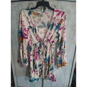 Blue Island Bathing Suit Cover Up Boho Nwt Size Small Floral Multicolor